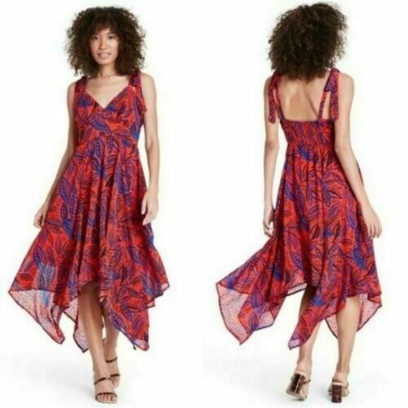 ALEXIS Orange Blue Botanical Asymmetrical … - Picture 6 of 12